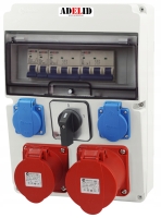 Rozdzielnica RSW 2x 16A 4P, 2x 230V, zabezpieczona 16A, z łącznikiem 0-1