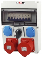 Rozdzielnica RSW 2x 32A 4P, 2x 230V, zabezpieczona 32A 16A,  z łącznikiem L-0-P