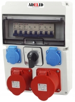 Rozdzielnica RSW 2x 16A 4P, 2x 230V, zabezpieczona 16A,  z łącznikiem L-0-P