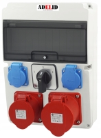 Rozdzielnica RSW 2x 32A 4P, 2x 230V, z łącznikiem L-0-P