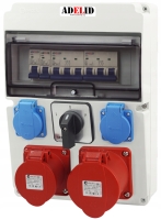 Rozdzielnica RSW 2x 16A 5P, 2x 230V, zabezpieczona 16A, z łącznikiem L-0-P