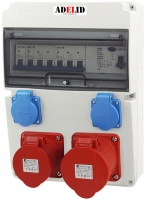 Rozdzielnica RSW 2x 16A 5P, 2x 230V, z różnicówką 25A, zabezpieczona 16A