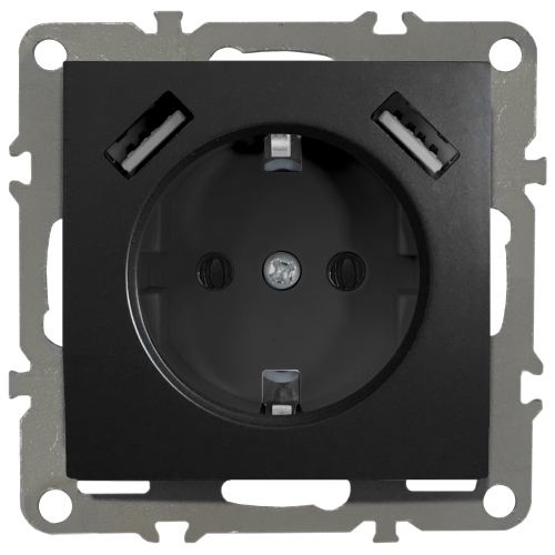 QUADRA Gniazdko Schuko Podtynkowe 2X USB 230V 2.1A