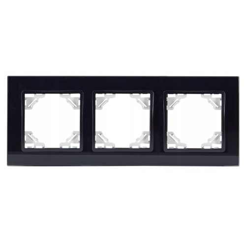 QUADRA Ramka Potrójna Szklana Czarna Włącznik.jpg