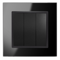 QUADRA Włącznik światła szklany czarny potrójny