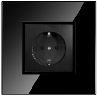 QUADRA Gniazdo 230V Szklane Schuko W Ramce Czarne