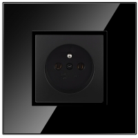 QUADRA Gniazdko Szklane Pojedyncze Bolcem Czarne