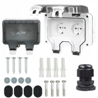 Gniazdo Hermetyczne Podwójne Zewnętrzne Elektryczne Ogrodowe Wodoszczelne Schuko IP66