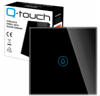 Włącznik szklany dotykowy dzwonek czarny pojedynczy impulsowy monostabilny