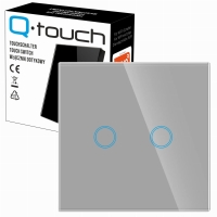 Włącznik wyłącznik światła szklany dotykowy podwójny szary szkło szare LED