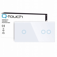 Włącznik Światła Dotykowy Szklany Duży Panel 2+1