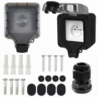 Gniazdo Hermetyczne Zewnętrzne Ogrodowe Natynkowe IP67 230V CZARNE