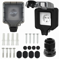 Gniazdo Hermetyczne Zewnętrzne Ogrodowe Natynkowe IP67 230V CZARNE SCHUKO