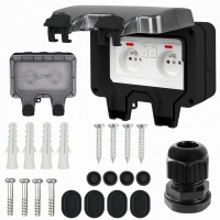 Podwójne Gniazdo Zewnętrzne Wodoszczelne Oogrodowe Z Przełącznikiem IP66