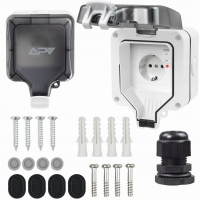 Gniazdo Zewnętrzne Wodoszczelne Ogrodowe Z Przełącznikiem Schuko 230V IP66