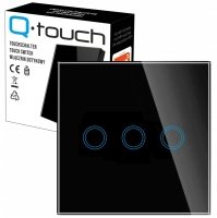 Włącznik światła potrójny dotykowy schodowy krzyżowy bezprzewodowy czarny