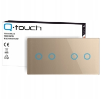 Panel szklany dotykowy włącznik światła poczwórny złoty 2+2 2 moduły LED