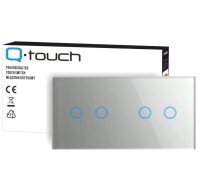 Panel szklany dotykowy włącznik światła poczwórny szary 2+2 2 moduły LED