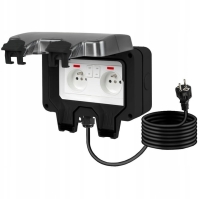 Podwójne gniazdo zewnętrzne elektryczne ogrodowe wodoszczelne 230V IP66