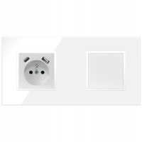 Włącznik światła pojedynczy szklany gniazdko białe z bolcem kontakt USB C