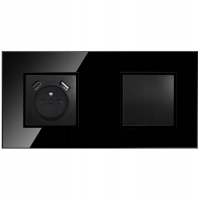 Włącznik światła pojedynczy szklany gniazdko czarne z bolcem kontakt USB C