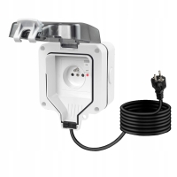 Gniazdo zewnętrzne elektryczne ogrodowe wodoszczelne z bolcem 230V IP66