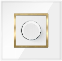 Włącznik Wyłącznik Światła Szklany Biały Złoty Ściemniacz W Ramce Szklanej