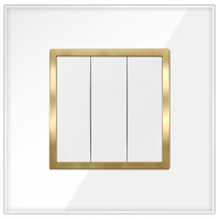 Włącznik Potrójny Światła Biały Złoty Szklany Wyłącznik W Ramce Szklanej