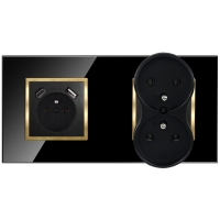 Gniazdko Pojedyncze Podwójne Czarne Złote Szklane Z Bolcem Ładowarka USB C