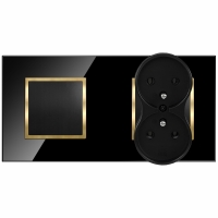 Włącznik Światła Szklany Czarny Pojedynczy Gniazdko Podwójne Z Bolcem Szkło