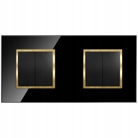 Włącznik Wyłącznik Światła Poczwórny Czarny Złoty Szklany 4 Przyciski