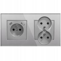 Gniazdko Pojedyncze Podwójne Szare Szklane Z Bolcem Z Ładowarką USB Typ C