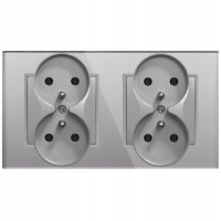 Gniazdo Gniazdko Poczwórne Podwójne Z Bolcem Szare Szklane Moduł X2 QUADRA