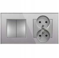 Włącznik Światła Szary Podwójny Gniazdko Podwójne Szare Z Bolcem Szklane