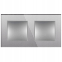 Włącznik Podwójny Wyłącznik Światła Szary Srebrny W Ramce Szklanej QUADRA