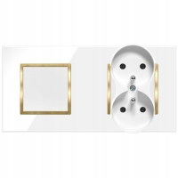 Włącznik Światła Szklany Biały Pojedynczy Gniazdko Podwójne Z Bolcem Szkło