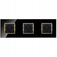 Gniazdo Gniazdko Potrójne Czarne Złote Szklane Z Bolcem Kontakt Premium