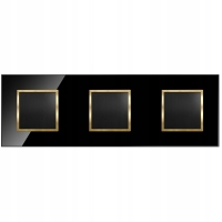 Włącznik Wyłącznik Łącznik Światła Potrójny Czarny Złoty Szklany Premium