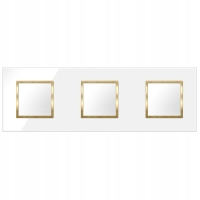 Włącznik Wyłącznik Światła Szklany Biały Złoty W Ramce Potrójny Premium