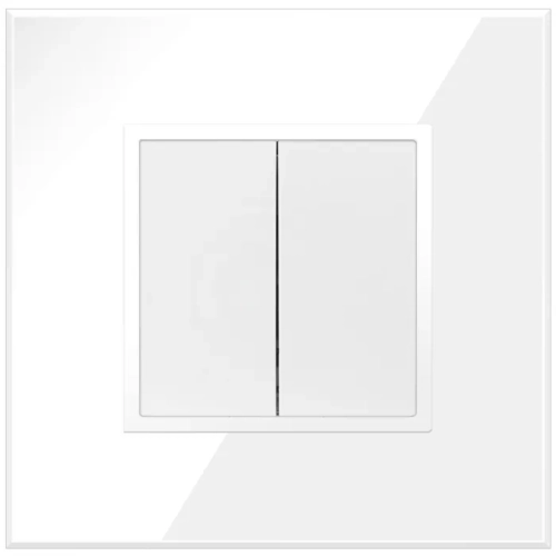 Włącznik Światła Podwójny Szklany Biały QUADRA  1.webp