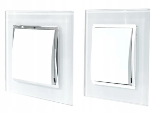 Włącznik Światła Podwójny Szklany Biały QUADRA  5.webp