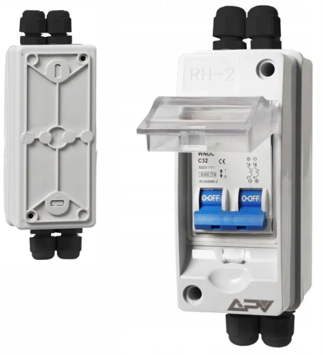 WYŁĄCZNIK PRĄDU STAŁEGO IP65 W OBUDOWIE 1000V FOTOWOLTAICZNY 2P DC 32A 1.webp