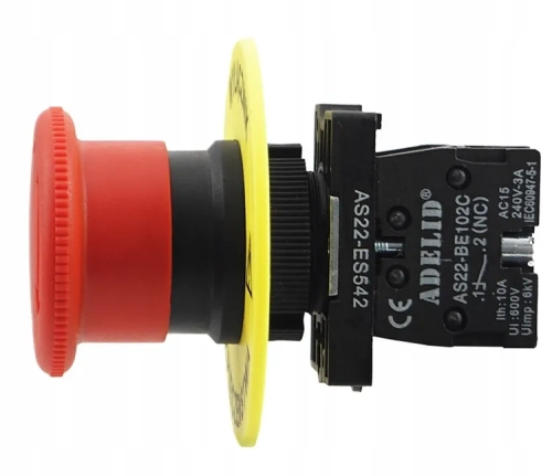 PRZYCISK BEZPIECZEŃSTWA GRZYBEK ES542 AWARYJNY TABLICZKA OSTRZEGAWCZA 22 7.webp