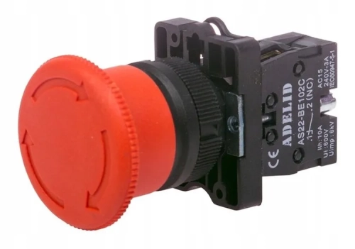 PRZYCISK BEZPIECZEŃSTWA GRZYBEK ES542 AWARYJNY TABLICZKA OSTRZEGAWCZA 22.webp