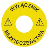 TABLICZKA OSTRZEGAWCZA WYŁĄCZNIK BEZPIECZEŃSTWA AWARYJNY STOP 22MM 60MM