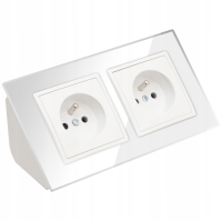 GNIAZDO PODWÓJNE SZKLANE MEBLOWE NAROŻNE BLATOWE BIURKOWE WPUSZCZANE BIAŁE