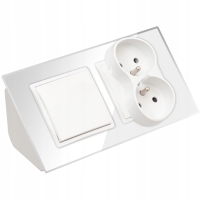 GNIAZDO PODWÓJNE SZKLANE MEBLOWE NAROŻNE Z WYŁĄCZNIKIEM BIURKOWE BIAŁE