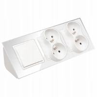 GNIAZDO POCZWÓRNE SZKLANE MEBLOWE NAROŻNE Z WYŁĄCZNIKIEM BIAŁE LISTWA