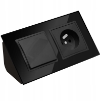 GNIAZDO SZKLANE MEBLOWE NAROŻNE Z WYŁĄCZNIKIEM BIURKOWE CZARNE MATOWE