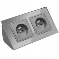 GNIAZDO PODWÓJNE SZKLANE MEBLOWE NAROŻNE BIURKOWE WPUSZCZANE LISTWA SZARE